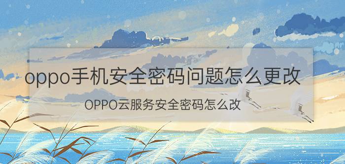 oppo手机安全密码问题怎么更改 OPPO云服务安全密码怎么改？